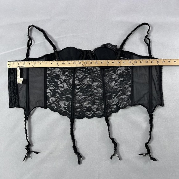 Vintage Victoria's Secret Bustier Women 36B Black Lace Overbust Garter Corset - Picture 10 of 10